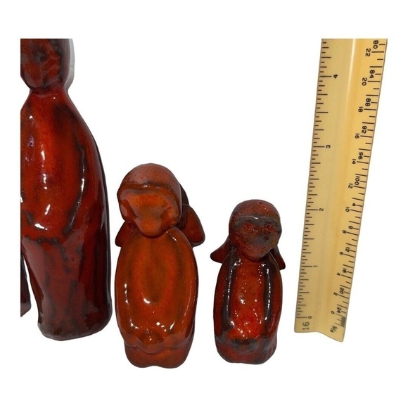 Vintage Gotek Nativity Scene Antique Red Glaze Clay Pottery Small 1-5” 12 Pc MCM - Picture 5 of 5